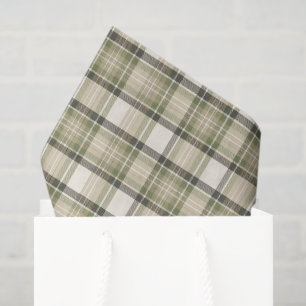 Sage Cottage Sage Green Tartan Plaid Tissue Paper