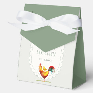 Sage Cottagecore Rooster Little Chick Baby Shower Favour Box