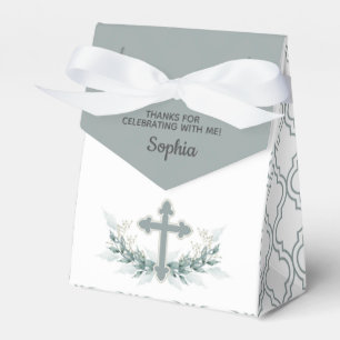 Sage Cross on Quatrefoil Party Favour Box