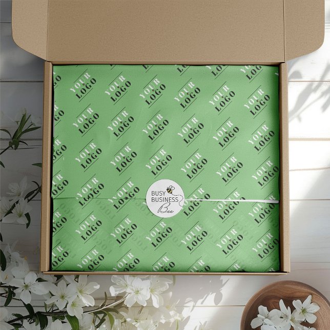 Sage Custom Branded Tiled Logo Message Tissue Paper (Logo branded tissue paper by Busy Business Bee)