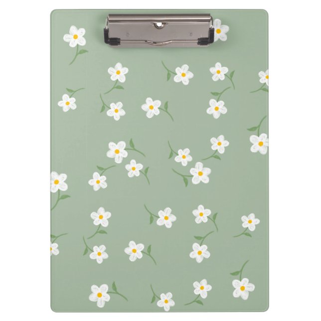 Sage Daisy Floral Clipboard  (Front)