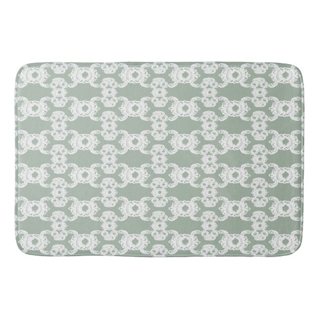Sage Damask Bath Mat (Front)