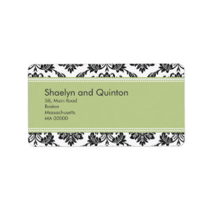 Sage Damask Wedding Address Labels