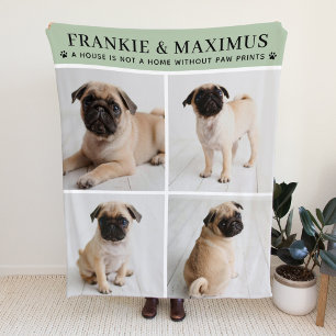 Sage Dog Photo Paw Prints Quote Fleece Blanket