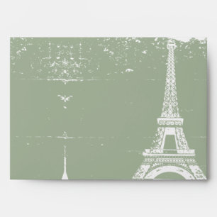 Sage Eiffel Tower Custom Envelopes