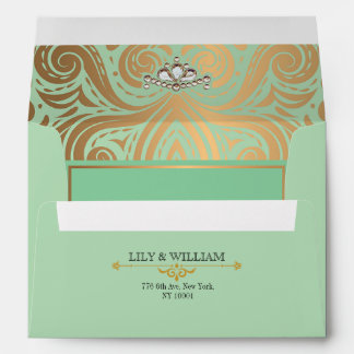 Sage Elegant Artdeco Diamond Gold Wedding Envelope