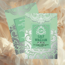 Sage Elegant Artdeco Diamond Monogram Wedding