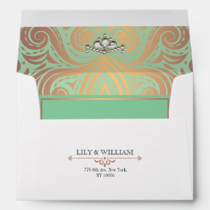Sage Elegant Artdeco Diamond Rose Gold Wedding Envelope