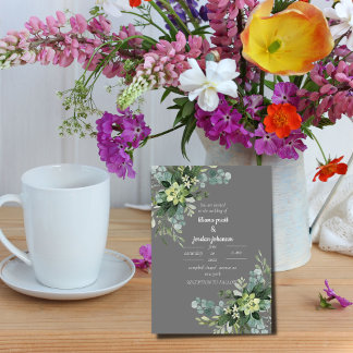 Sage Elegant Greenery WEDDING Invitation