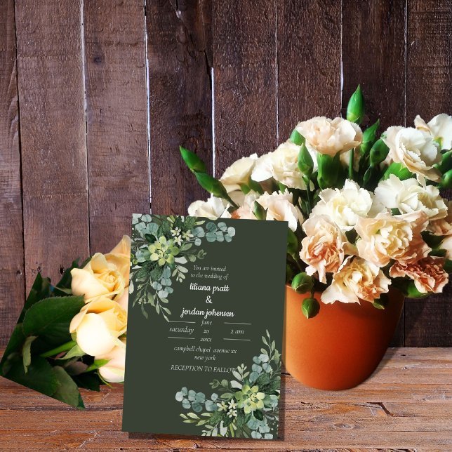 Sage Elegant Greenery WEDDING Invitation (Creator Uploaded)