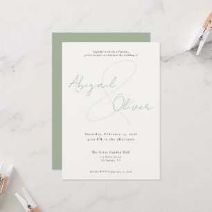 Sage Elegant & Minimal   Modern & Simple Wedding Invitation