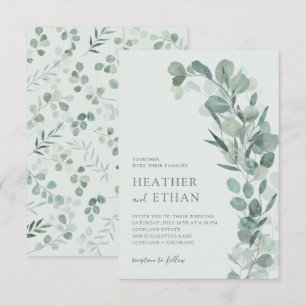 Sage Elegant Modern Eucalyptus Greenery Wedding Invitation