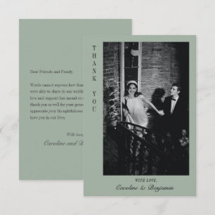 Sage Elegant Personalised Message Photo Wedding Thank You Card