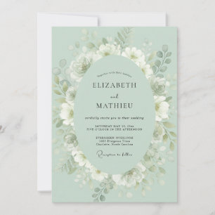 Sage Ethereal Blossom Wedding Invitation