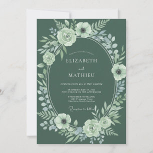 Sage Ethereal Floral Flourish Wedding Invitation