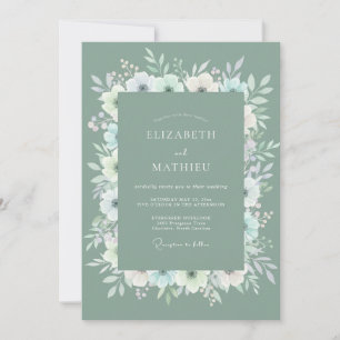 Sage Ethereal Watercolor Floral Wedding Invitation
