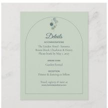 Sage Eucalyptus Arch Wedding Details Card