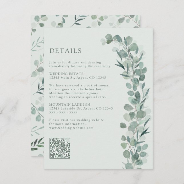 Sage Eucalyptus Details Enclosure Card (Front/Back)