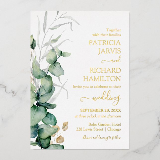Sage Eucalyptus Greenery Watercolor Wedding (Front)