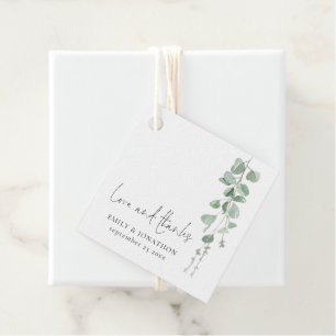 Sage Eucalyptus Love Thanks Script Names Wedding Favour Tags