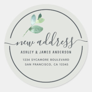 Sage Eucalyptus New Address Round Label