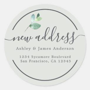 Sage Eucalyptus New Address Round Label