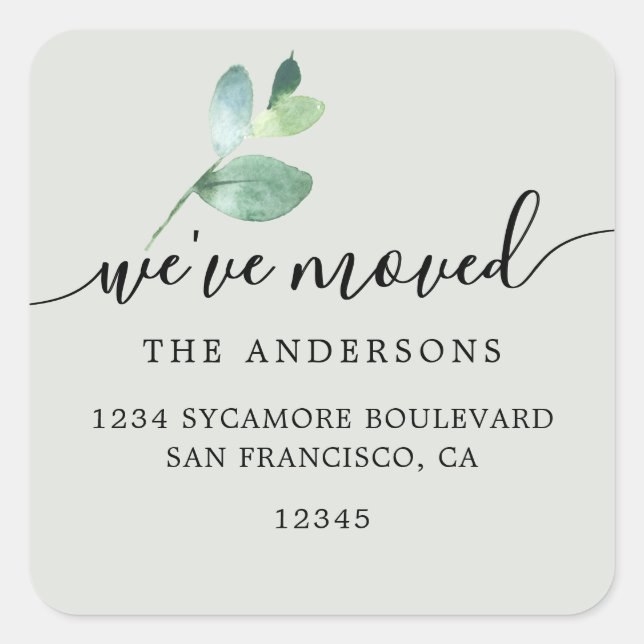 Sage Eucalyptus We’ve Moved New Address Label (Front)