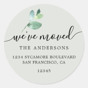Sage Eucalyptus We’ve Moved Round Address Label