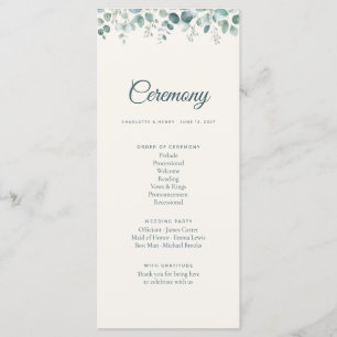 Sage Eucalyptus Wedding Ceremony Program Programme