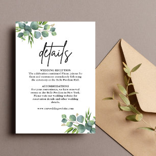 Sage Eucalyptus Woodland Wedding Details Enclosure Card