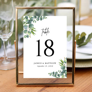 Sage Eucalyptus Woodland Wedding Table Number