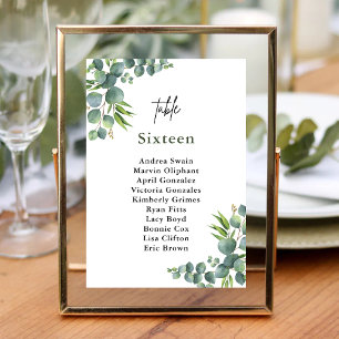 Sage Eucalyptus Woodland Wedding Table Number
