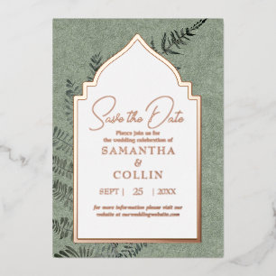 Sage Evergreen Fern Botanical Save the Date