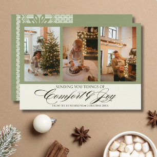 Sage Fair Isle Comfort and Joy Family Photo Holiday Card