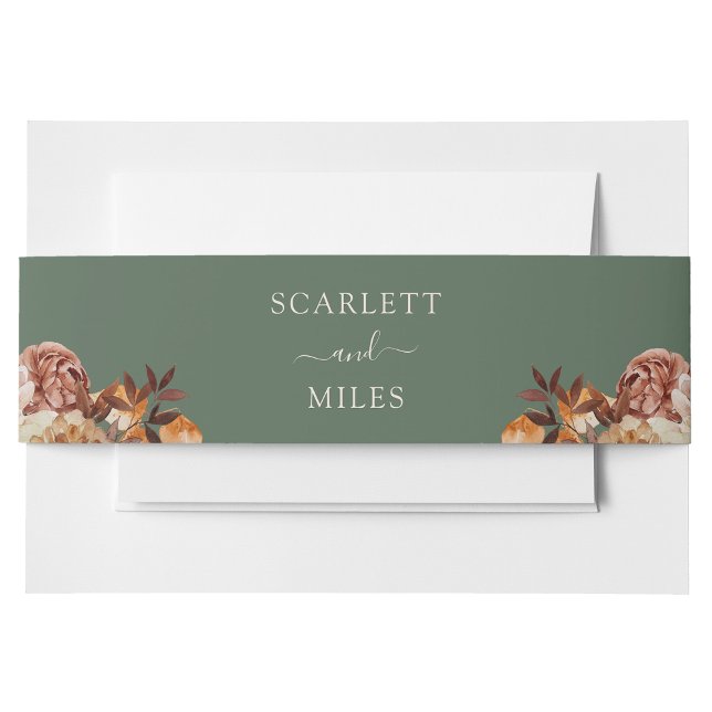 Sage Fall Watercolor Botanicals Wedding Invitation Belly Band (Sage Fall Watercolor Botanicals Wedding Invitation Belly Band
by Painted Paperie)