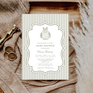Sage Farmhouse Vintage Baby Shower Invitation