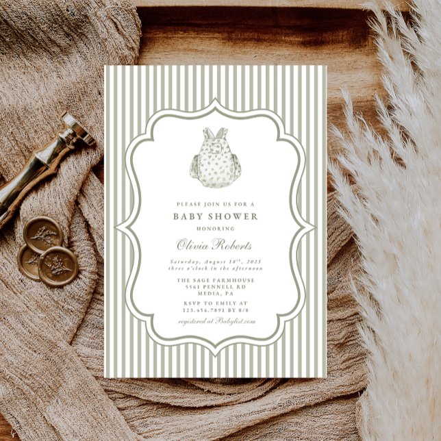 Sage Farmhouse Vintage Baby Shower Invitation (Creator Uploaded)