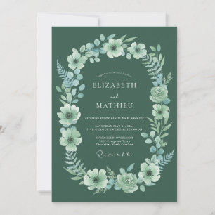 Sage Floral Bloom Wedding Invitation