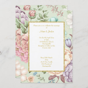 SAGE FLORAL ELEGANT WEDDING INVITES 