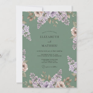 Sage Floral Enchantment Wedding Invitation