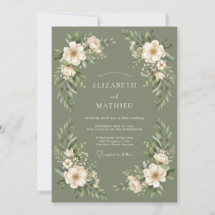 Sage Floral Garland Wedding Invitation