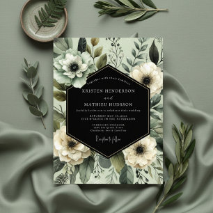 Sage Floral Opulent Wedding Invitation