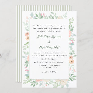 Sage Floral Romance Invitation