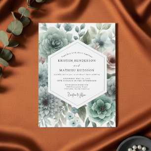 Sage Floral Romance Wedding Invitation