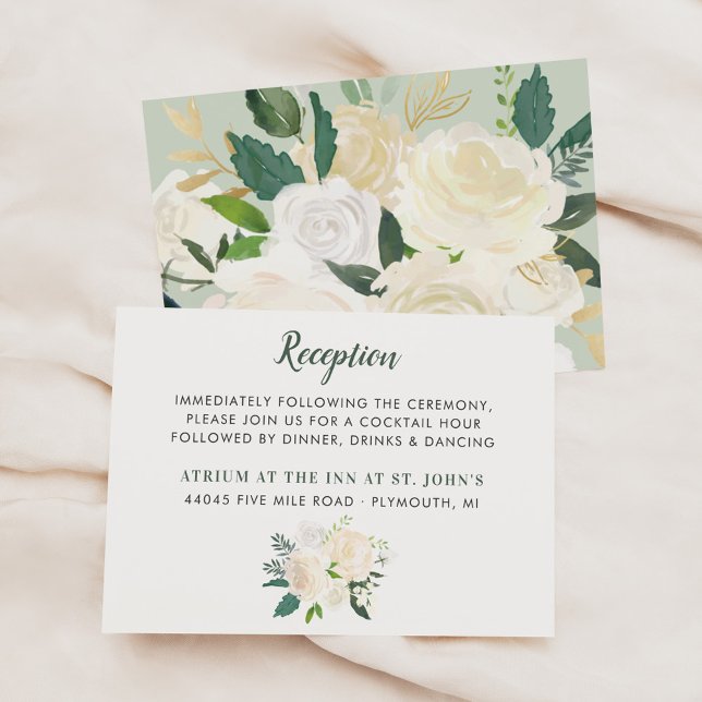 Sage Floral Wedding Reception Details Enclosure Card (Creator Uploaded)