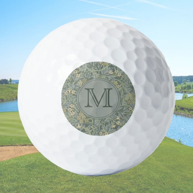 Sage Floral William Morris Custom Initial Ladies Golf Balls (Creator Uploaded)