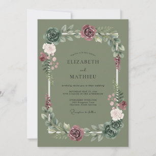 Sage Flourish Romance Wedding Invitation