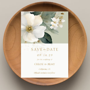 Sage Foliage Watercolor Wedding Save the Date Invitation
