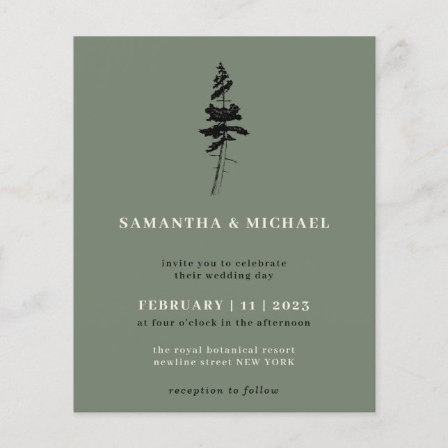 Sage Forest Pine Tree Indie Rustic budget Flyer (Front)