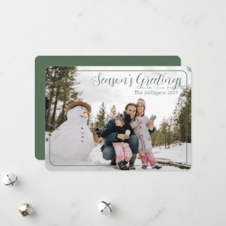 Sage Frame Season's Greetings with Photo Holiday Card